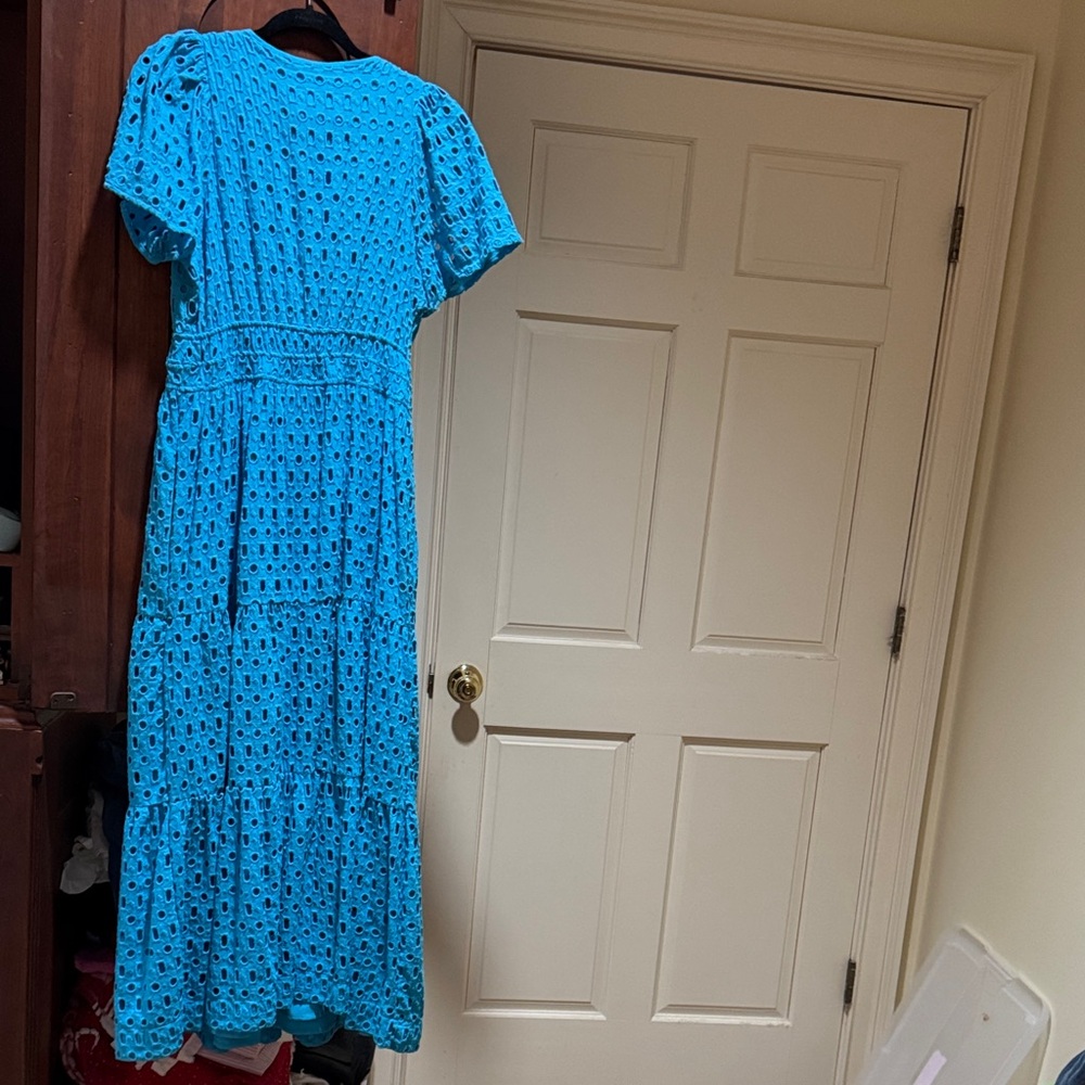 Anthropologie Blue Eyelet Maxi Dress - Picture 7 of 9